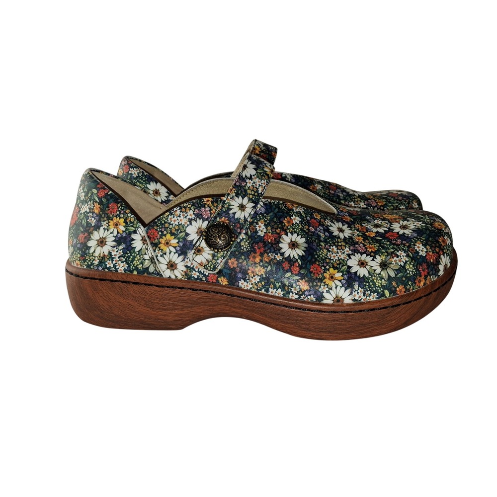 Alegria Paloma Floral Leather Mary Jane Clogs Slip Resistant OPH-6310 Multi 38